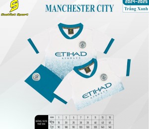 BỘ TRẺ EM TUYỂN MANCHESTER CITY TRẮNG XANH 2024-2025