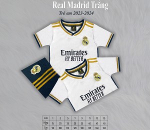 BỘ TRẺ EM TUYỂN REAL MADRID TRẮNG 2023-2024